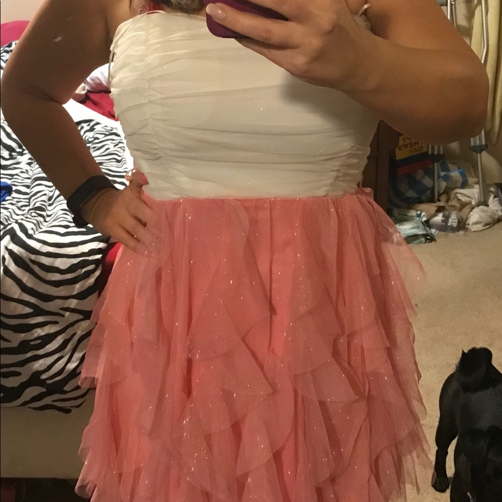 Sparkly pink and white dress. Great for prom!!